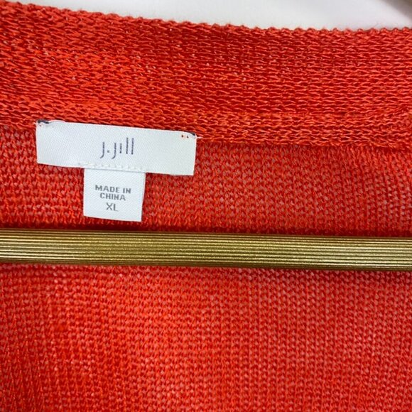 J. Jill Linen Blend Coral Single Button Knit Cardigan Sweater - Picture 3 of 11